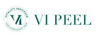 VI PEEL logo with teal text and circular “Healthly Institute” emblem