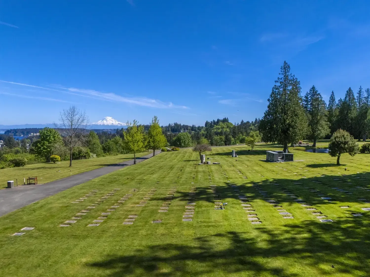 Scenic aerial image of memorial park and natural surroundings