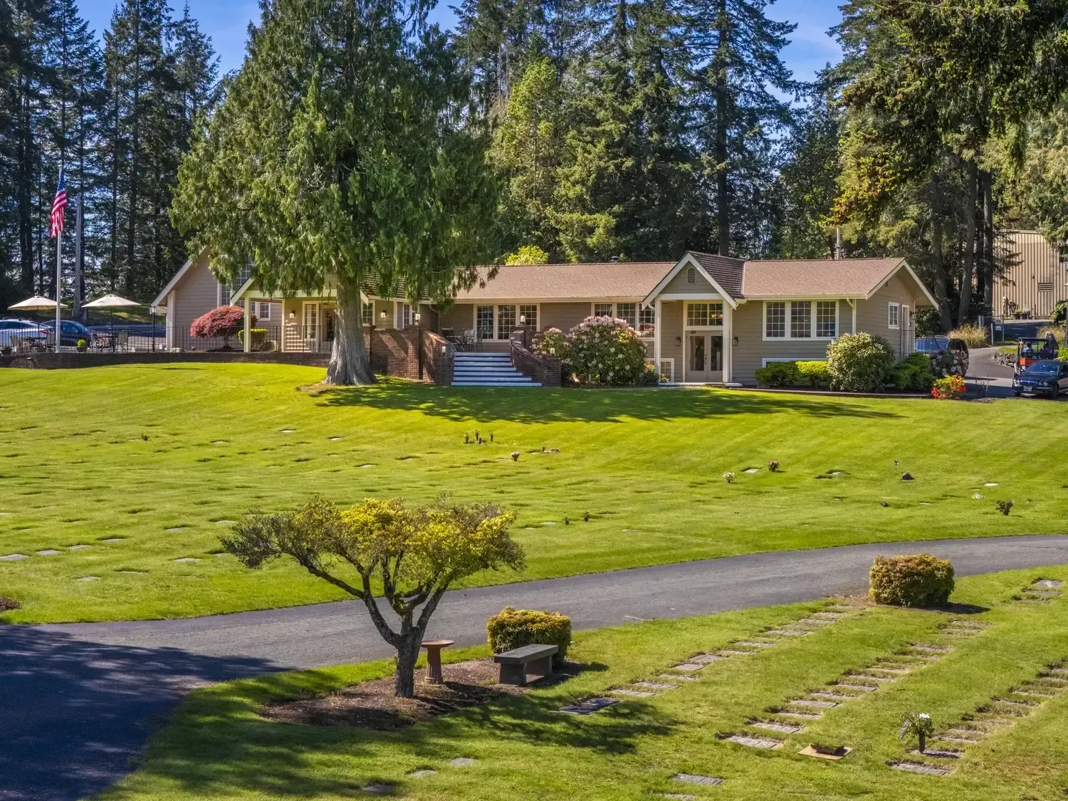Memorial park environment featuring peaceful outdoor scenery