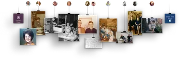 Family tree style memory sharing illustration for photo memories