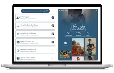 Family collaborating online to plan memorial services and share memories
