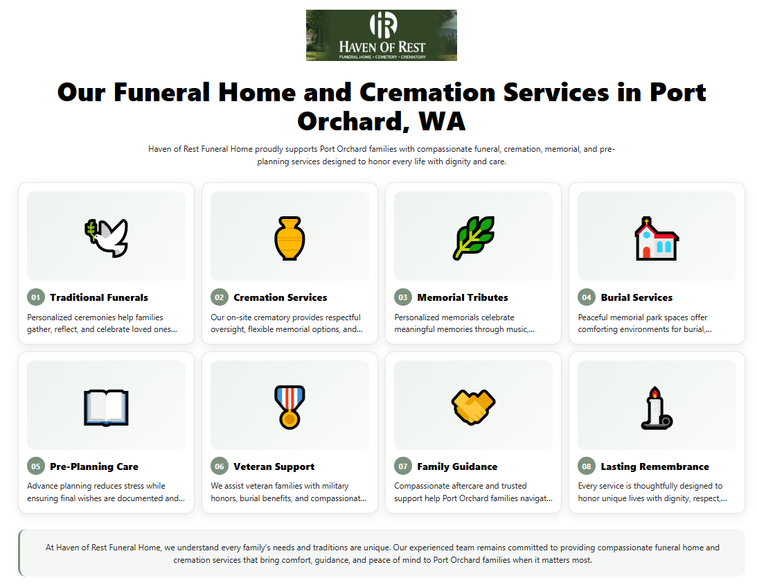 Our Funeral Home and Cremation Services in Port Orchard, WA Infographic
