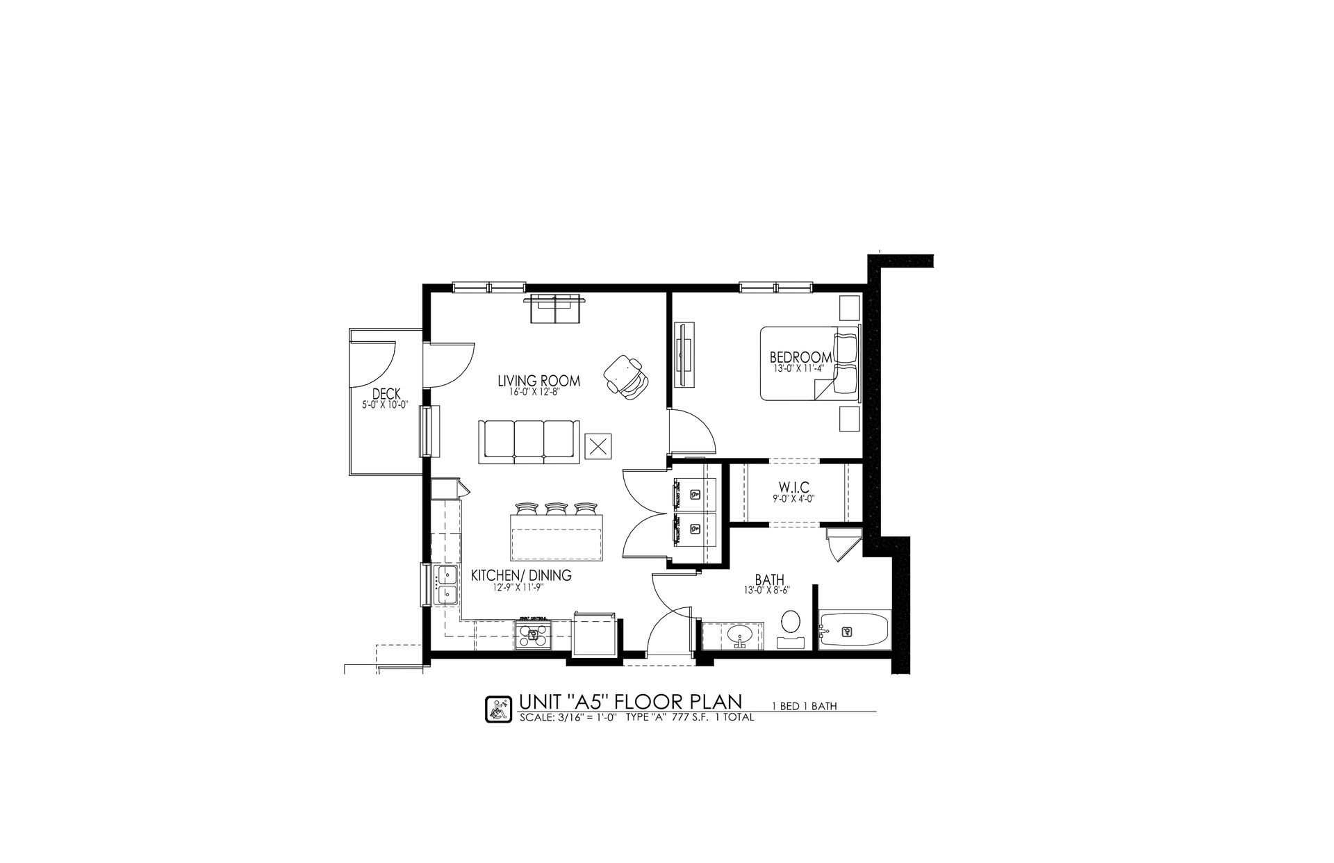Black-and-white architectural floor plan with labeled rooms and dimensions.
