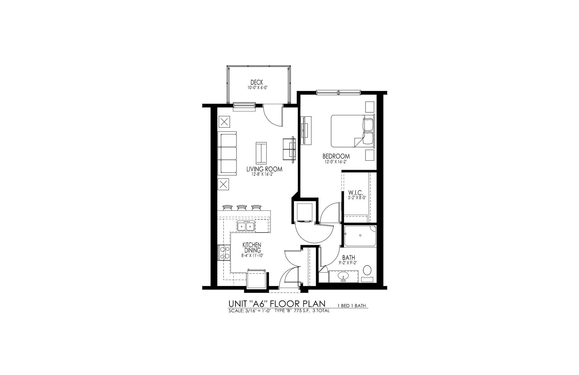 Black-and-white floor plan of a small house with labeled rooms and walls