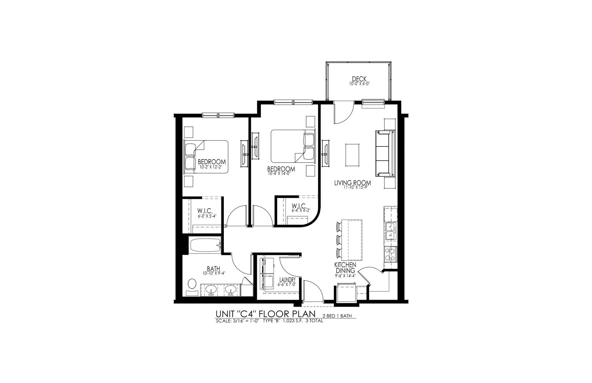 Black-and-white apartment floor plan with labeled rooms and walls.