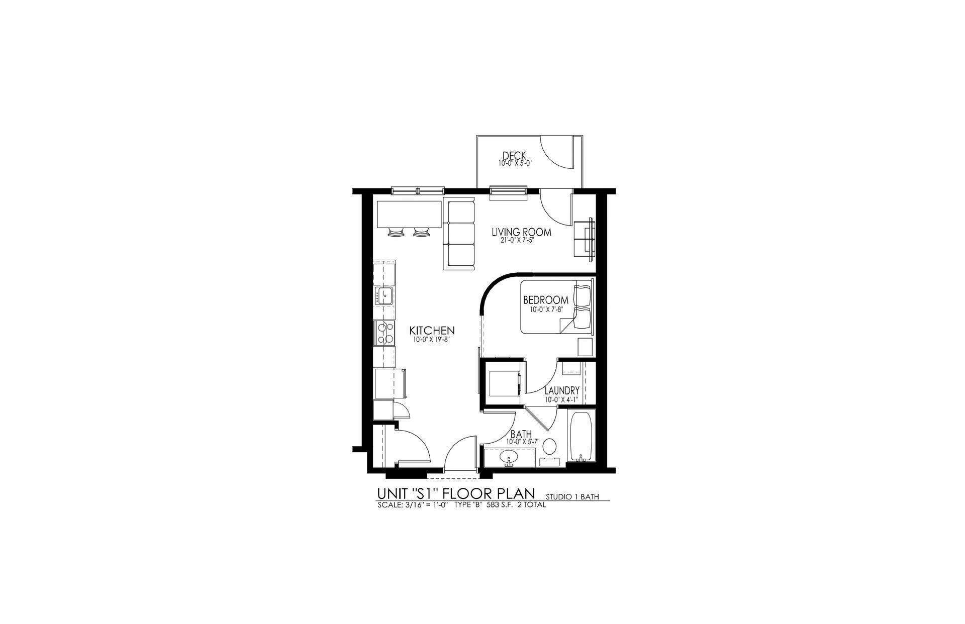 Black-and-white floor plan with labeled rooms, doors, and measurements
