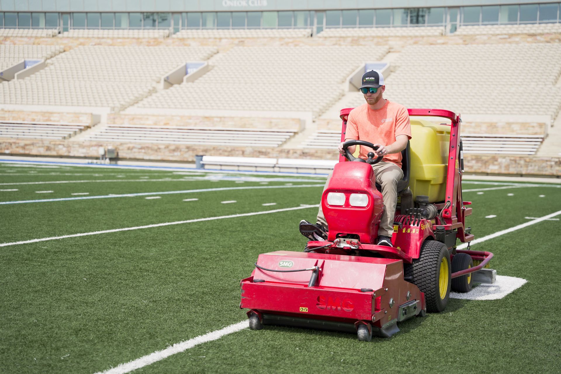 Grooming artificial turf fields, de-compacting artificial turf, static brushing artificial turf, removing debris and other harmful contaminates, artificial turf repair and g-max testing. Oklahoma, Arkansas, Kansas & Missouri — Tulsa, OK — Sports Surface Management