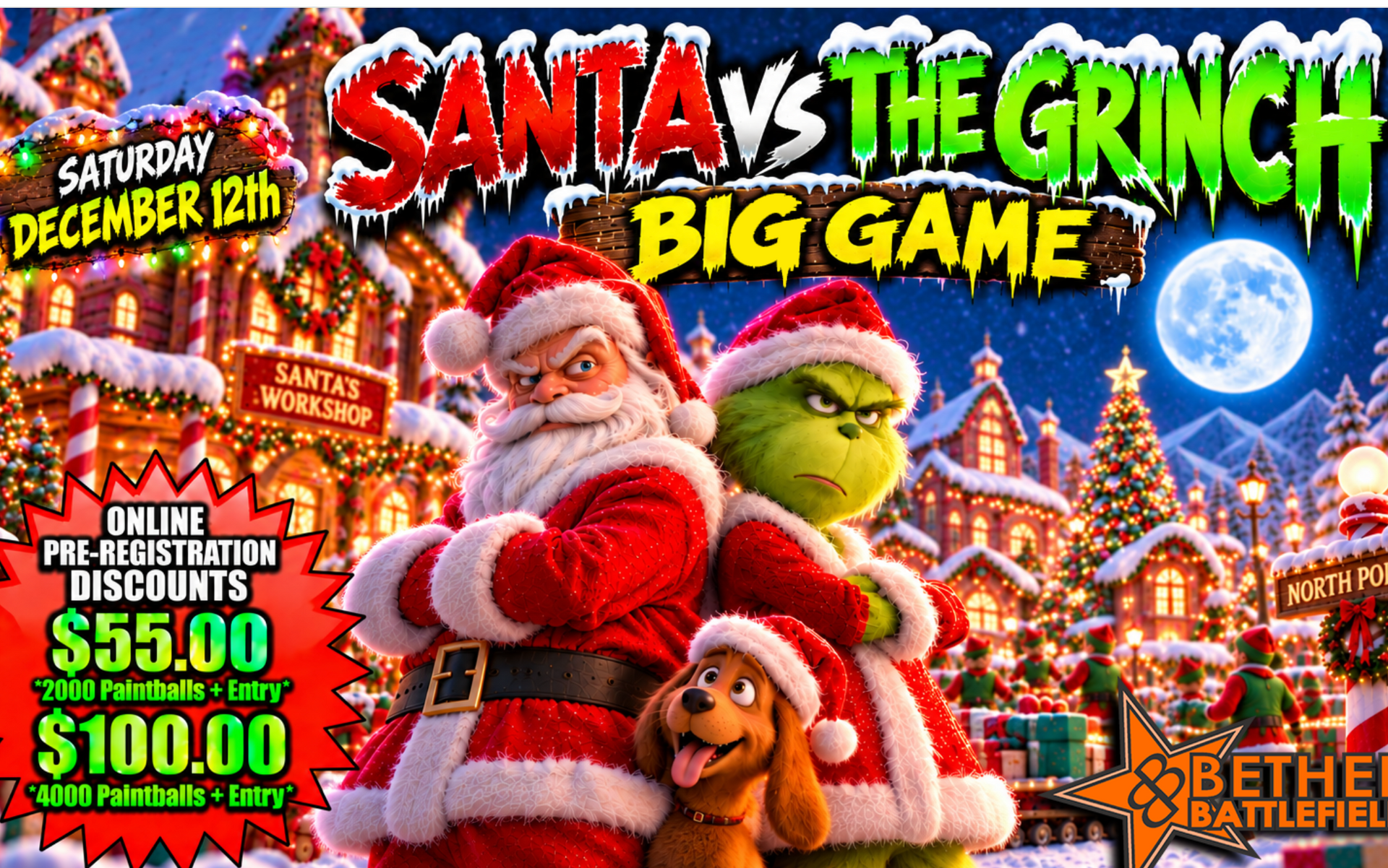 An advertisement for a halloween shootout big game