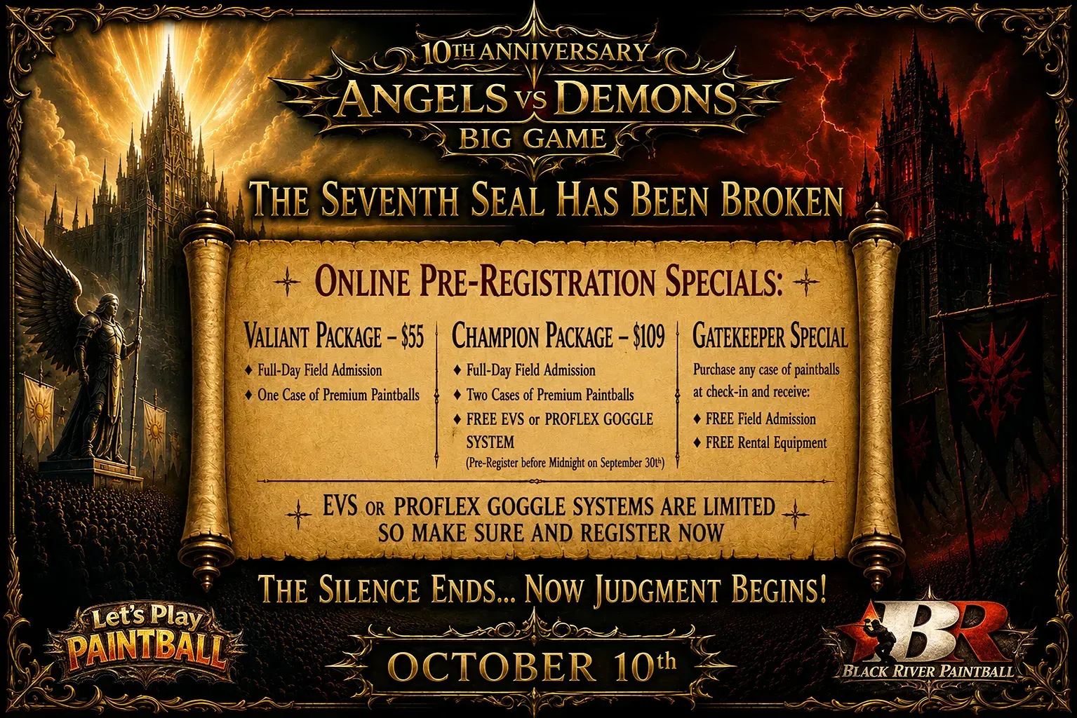 A poster for angels vs demons on october 19th