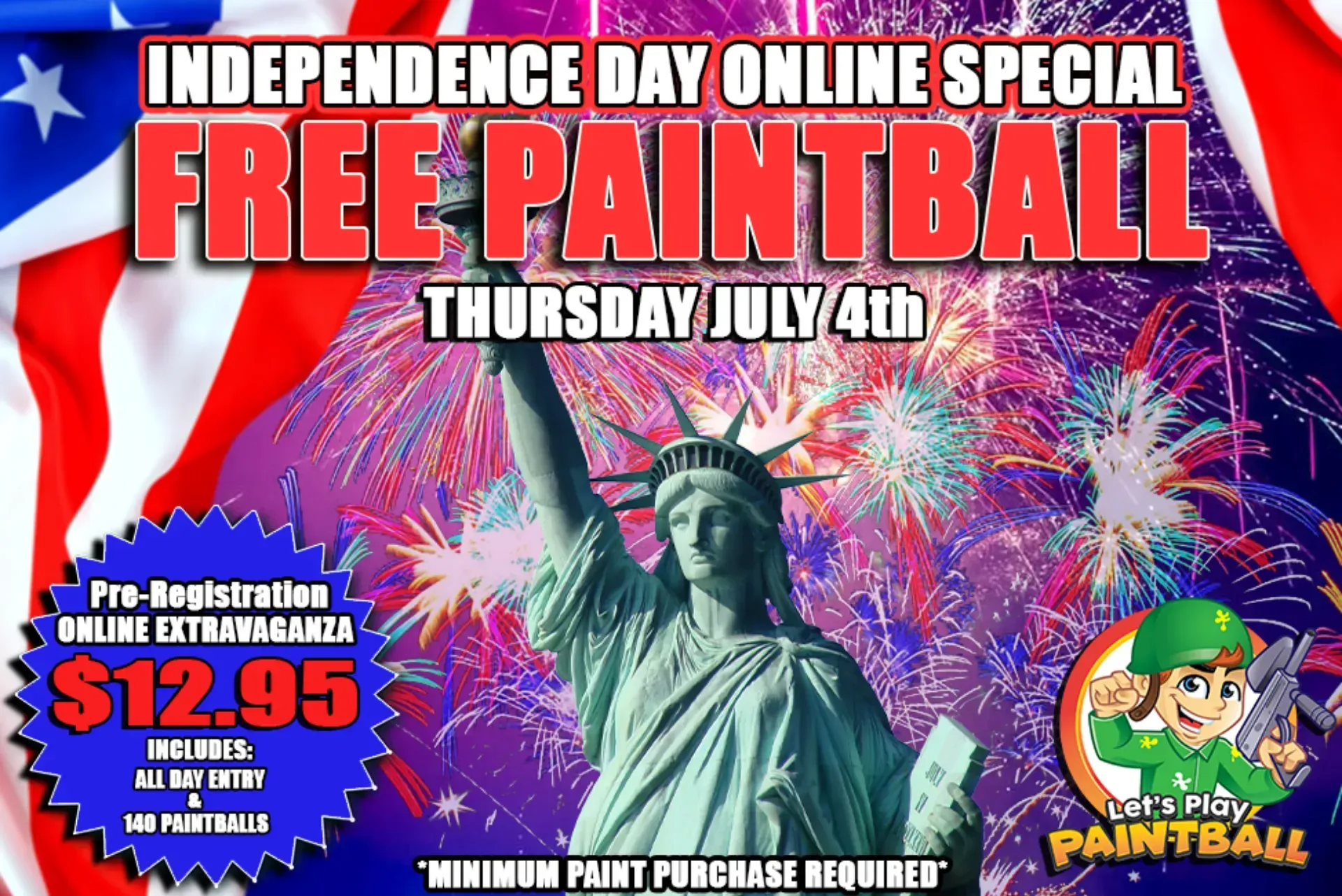 Independence day online special free paintball thursday july 4th