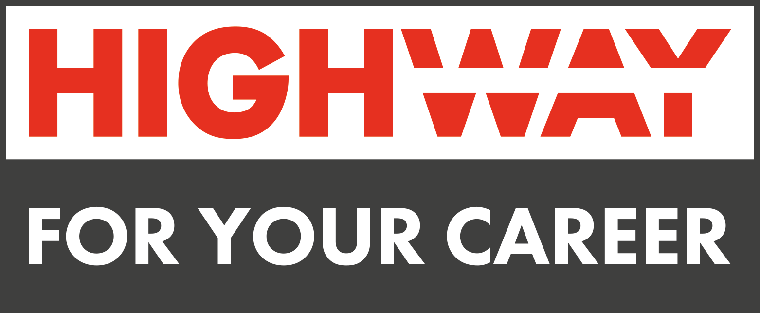 A highway for your career logo on a black background