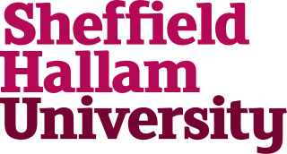 The logo for sheffield hallam university is red and white
