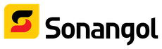 The sonangol logo is yellow and black with a red s on it.