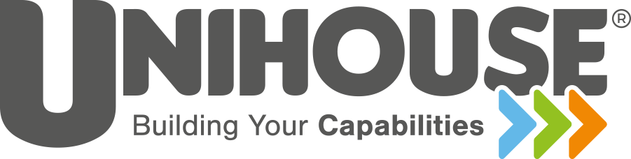 A logo for a company called unhouse building your capabilities