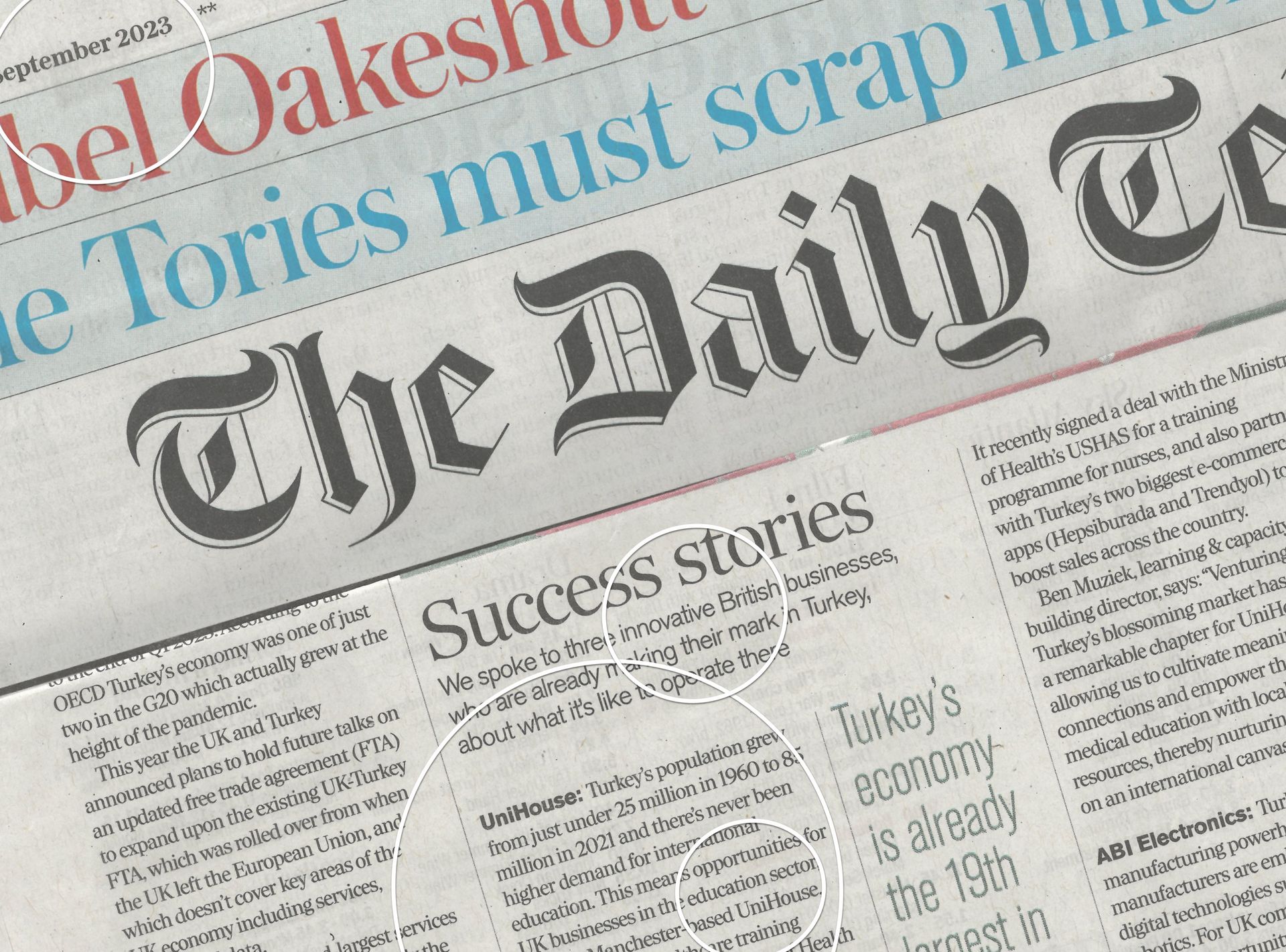 A close up of the daily telegraph newspaper