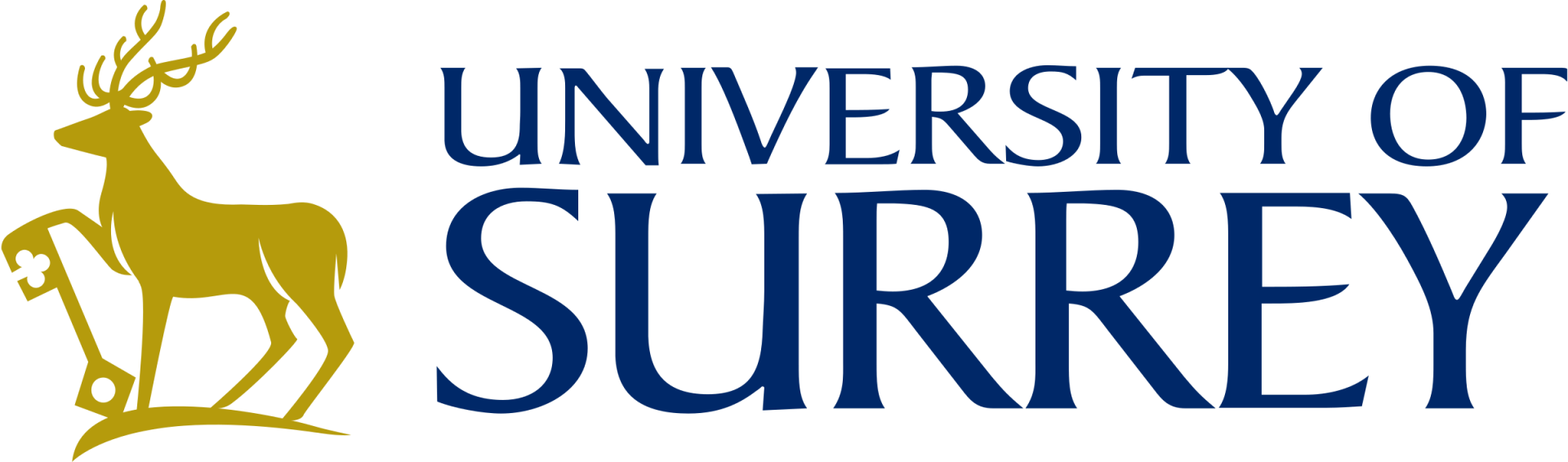 The university of surrey logo has a deer on it