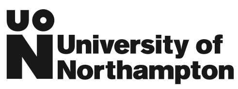 A black and white logo for the university of northampton