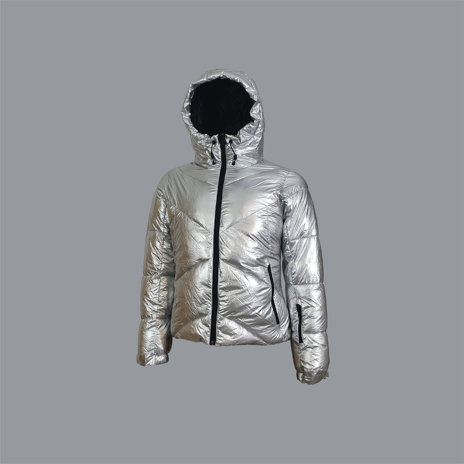Fashion silver padded jacket made in Fujian Shining