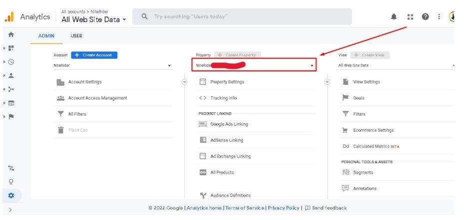 A screenshot of a google analytics dashboard.