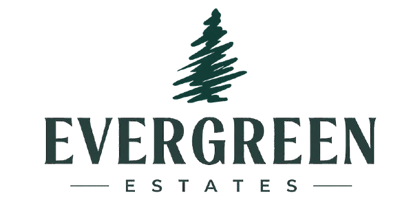 Black and white logo reading “EVERGREEN ESTATES”