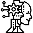 Artificial intelligence head with gears and circuits.