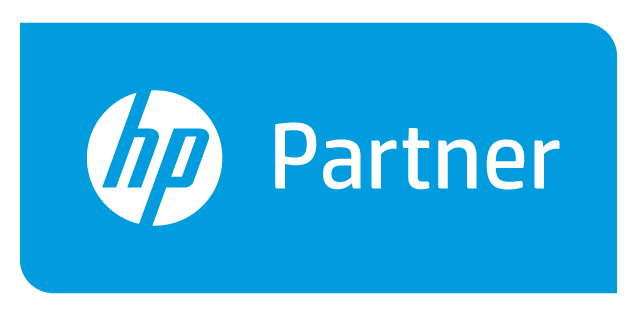 HP Partner logo on a blue background