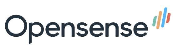 Opensense logo with black text and multicolor vertical bars on a white background
