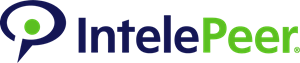 IntelePeer logo with purple speech bubble icon and green dot beside black and green wordmark