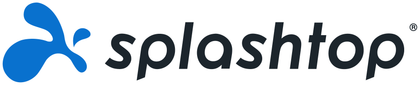 Splashtop logo with blue abstract icon and black wordmark on a white background