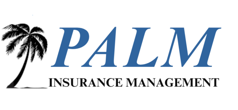 Palm Insurance Management logo with a blue palm tree and blue italic text on a white background