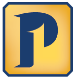 Blue stylized Precedent logo on a yellow square with a blue border