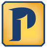 Blue stylized Precedent logo on a yellow square with a blue border