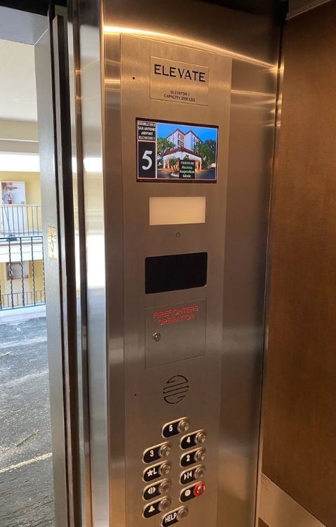 inside view of a modern commercial elevator
