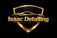 Gold shield logo with the text “Isaac Detailing” on a black background