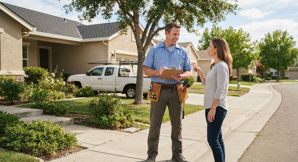 Handyman consulting with customers in Fairfield. 
