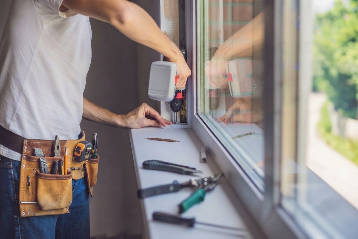 Handyman repairing a window in Fairfield, CA.