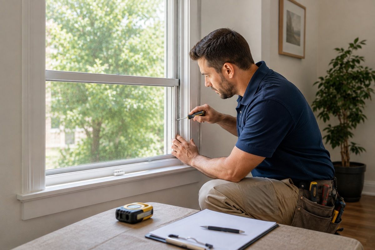 Handyman repairing interior window in Fairfield CA