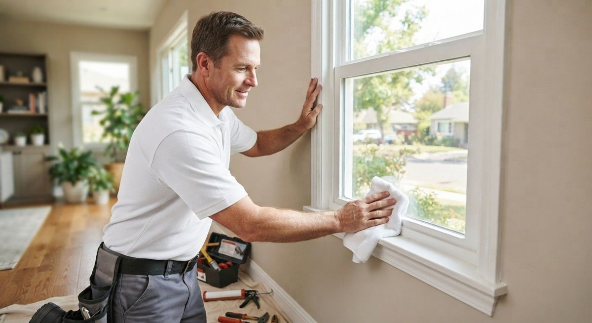 Technician completing a window repair project in Fairfield, CA