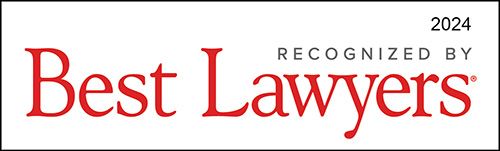 A logo for best lawyers recognized by 2024.