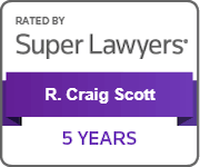 R. Craig Scott is rated by super lawyers for 5 years.