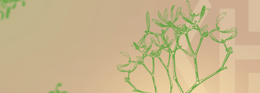 Um desenho de uma árvore com folhas verdes sobre um fundo bege.