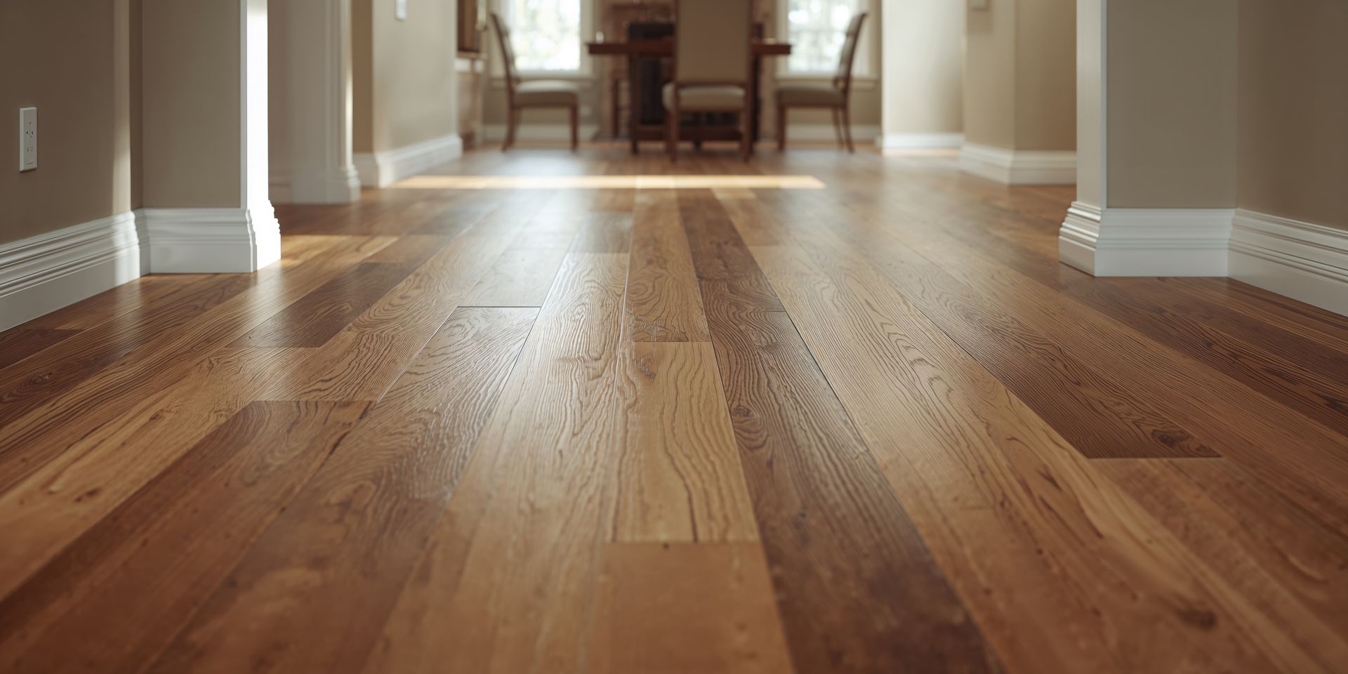Hardwood floor installation in Northfield Illinois, Lake Cook Hardwood and Flooring completing wide plank hardwood flooring in residential home in Northfield IL
