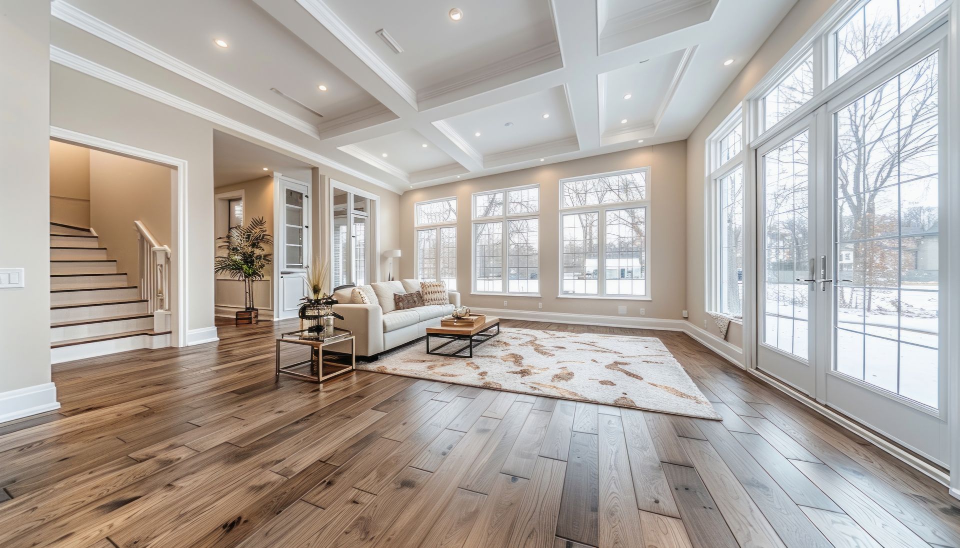 Hardwood floor installation in Wilmette Illinois, Lake Cook Hardwood and Flooring completing wide plank hardwood flooring in residential home in Wilmette IL