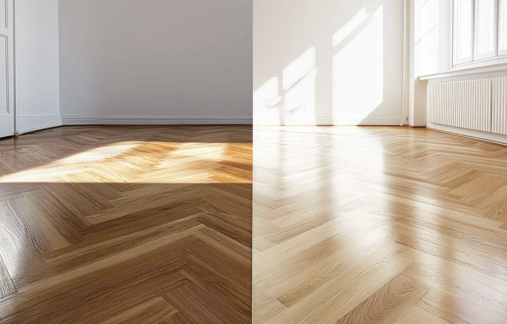 Hardwood floor refinishing and restaining before and after in Lake Forest Illinois historic home, Lake Cook Hardwood and Flooring resurfacing and restaining hardwood floors in Lake Forest IL property
