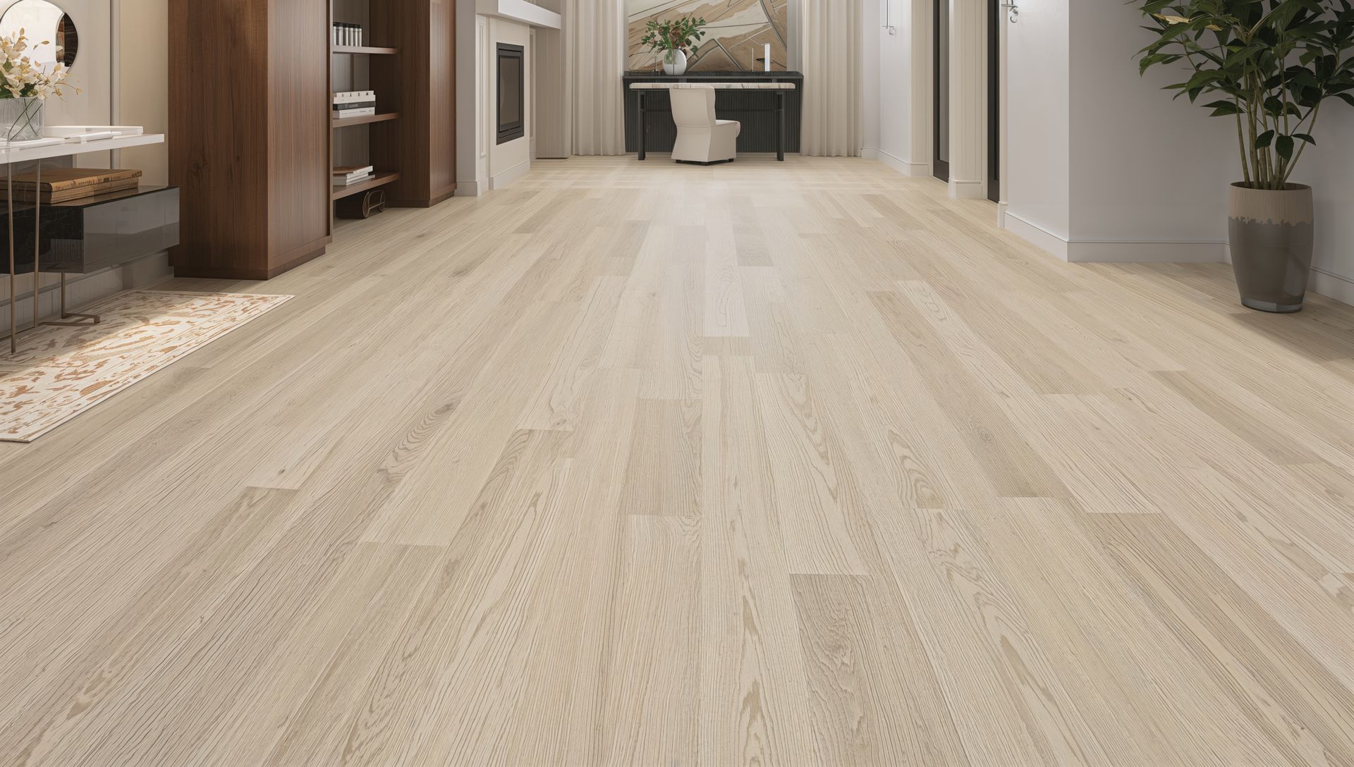 Luxury vinyl plank LVP installation in Lake Forest Illinois home, Lake Cook Hardwood and Flooring completing vinyl floor installation in high-end Lake Forest IL residential property