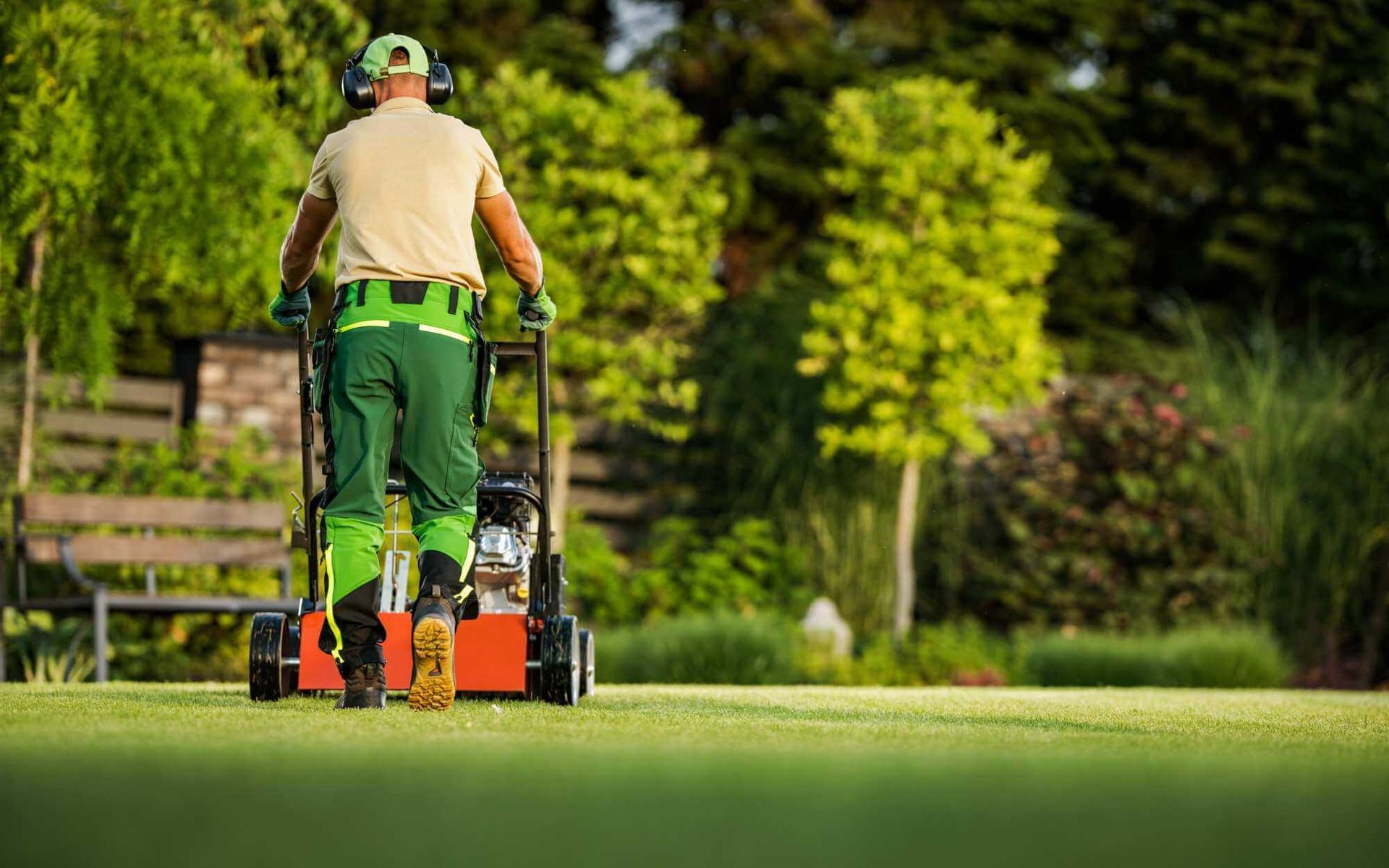 lawn aerator being operated by a professional