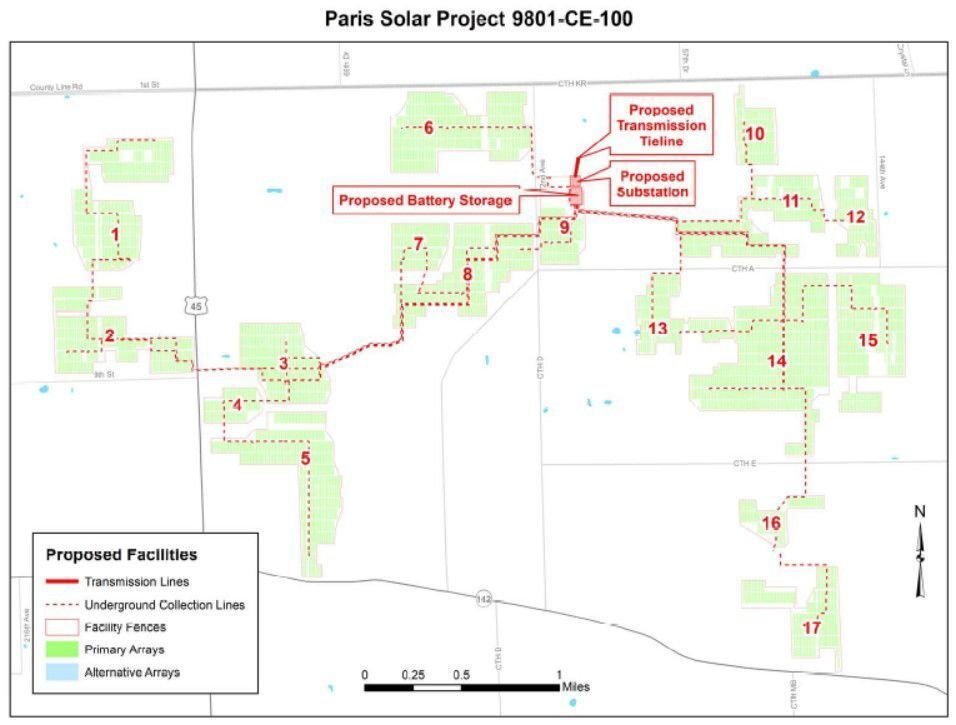 A map showing the parts solar project is shown