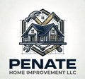 Logo for Penate Tile & Home Improvement LLC: house outline made of colorful tiles; company name below.