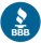 Blue circular BBB logo with white torch and letters.
