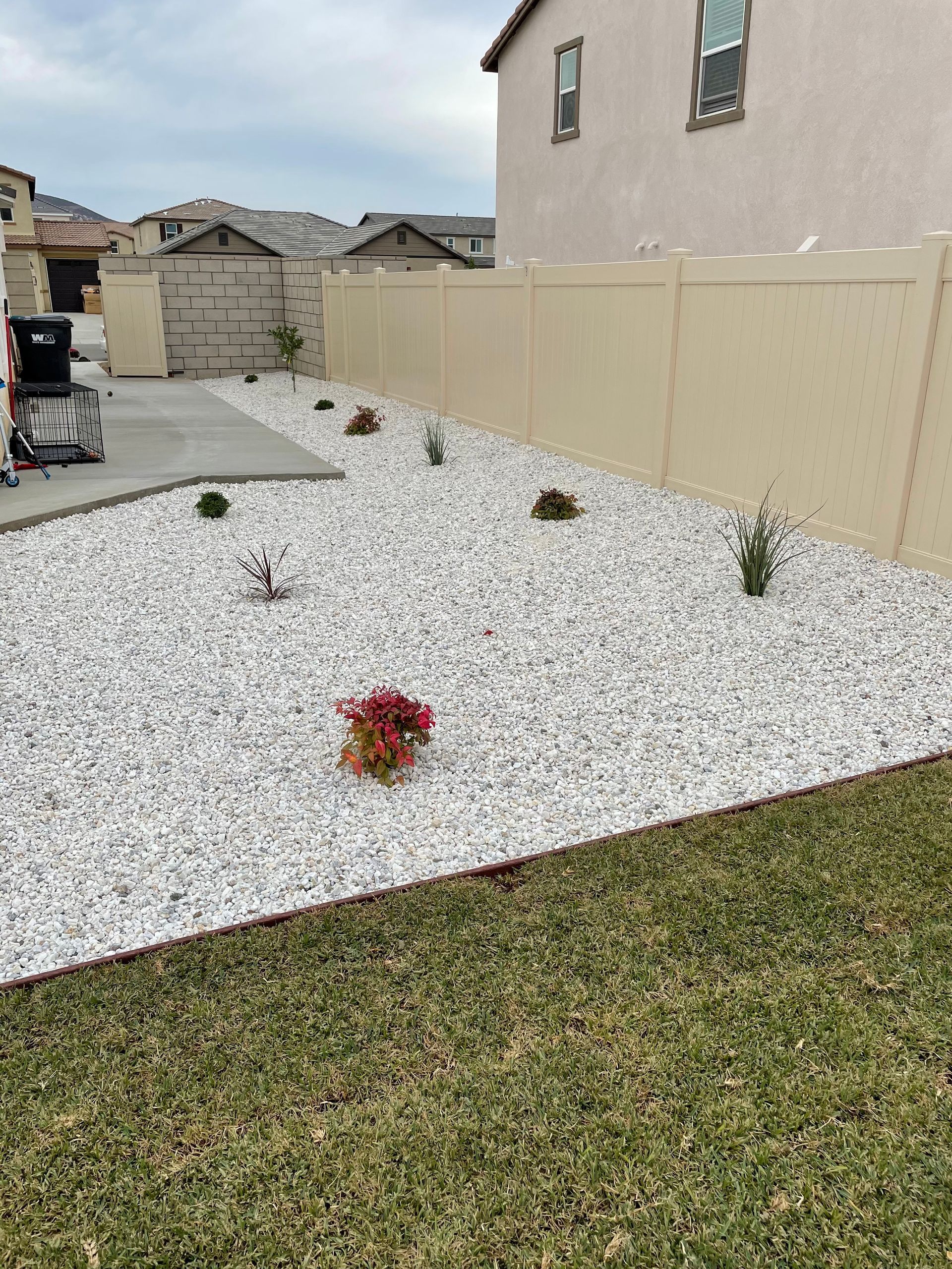 white rocks in backyard for design
